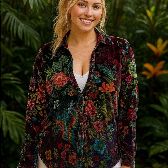 Johnny Was Dream velvet button up shirt/jacket NWT RARE - Picture 8 of 12